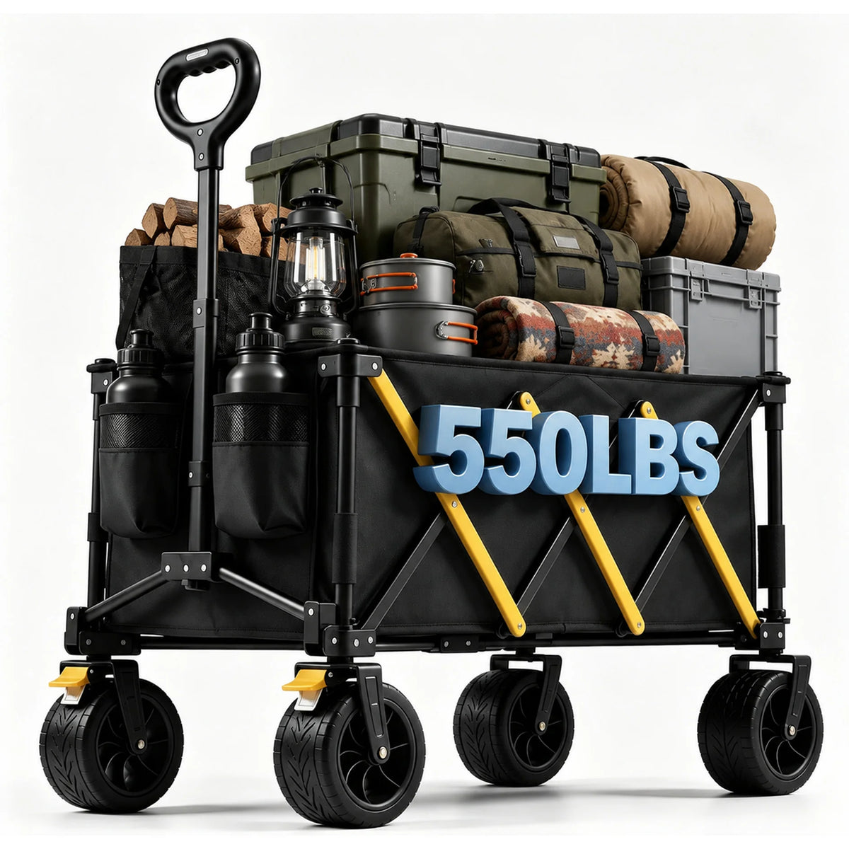 Foldable Heavy Duty Utility Wagon Cart With All Terrain Wheels