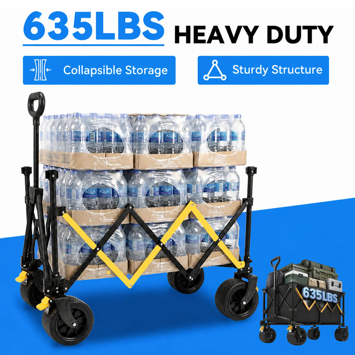 Foldable Heavy Duty Utility Wagon Cart With All Terrain Wheels