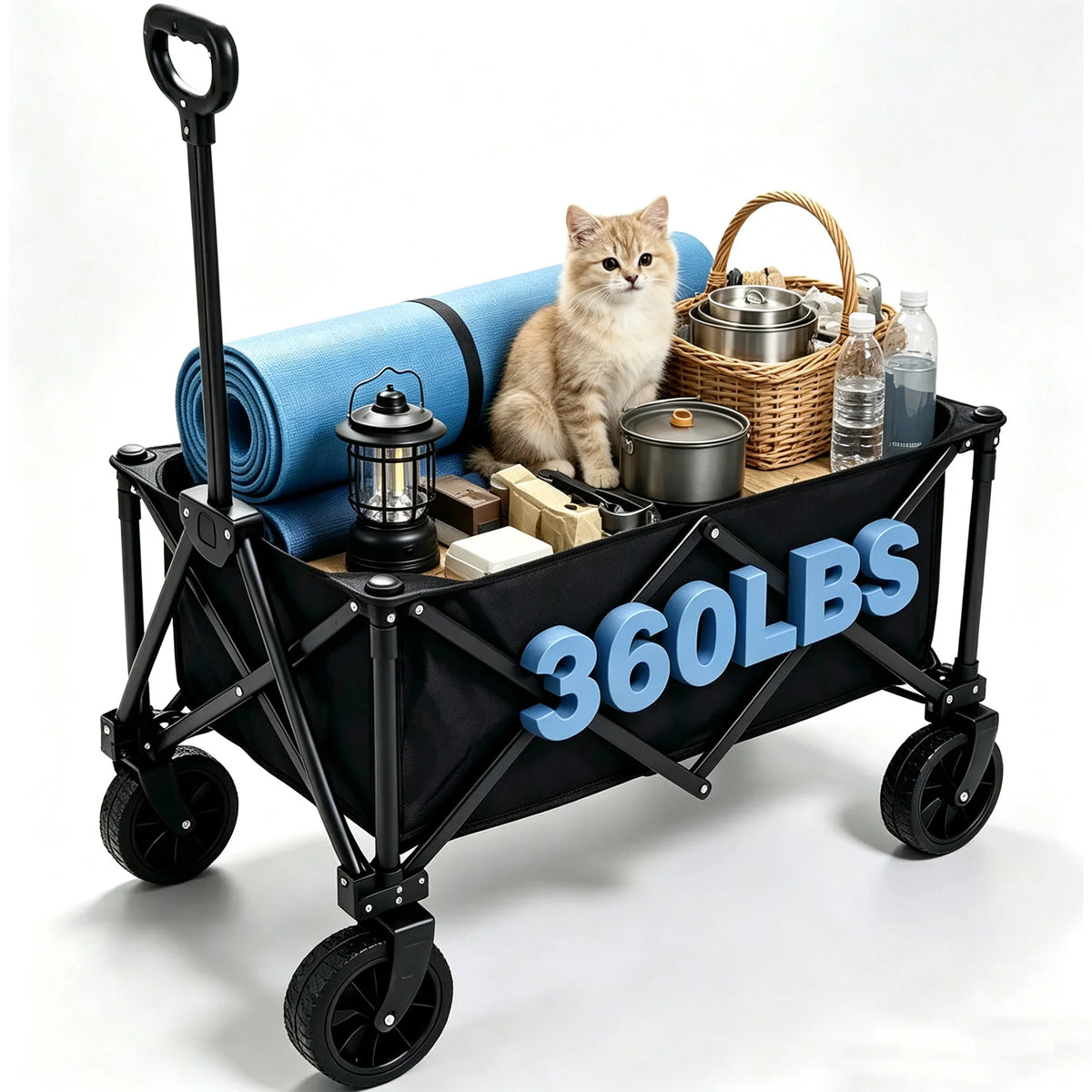 Foldable Heavy Duty Utility Wagon Cart With All Terrain Wheels
