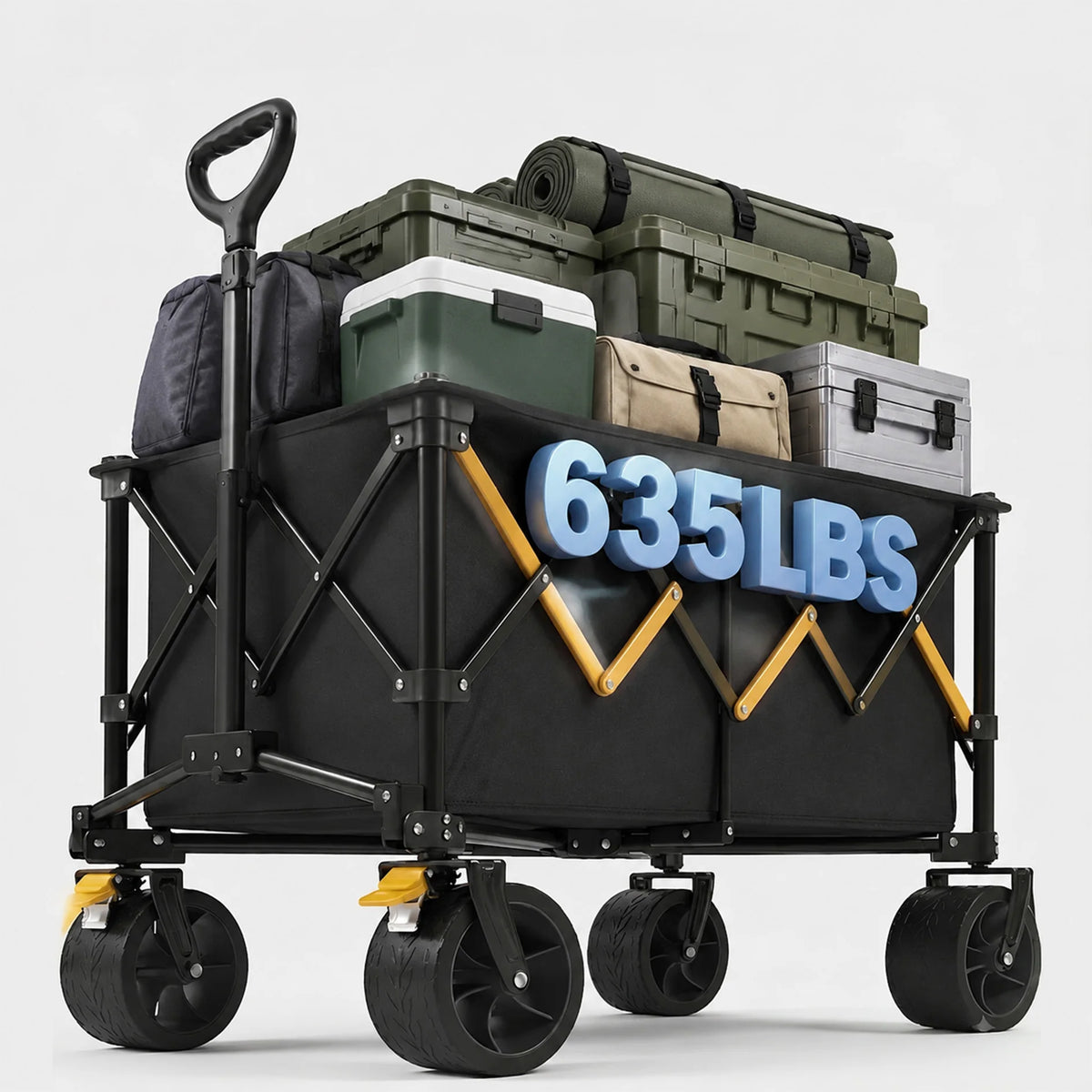 Foldable Heavy Duty Utility Wagon Cart With All Terrain Wheels