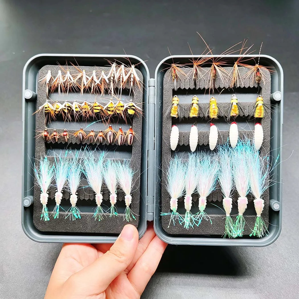 Fly Fishing Flies Assortment With Dry Wet And Nymph Lures
