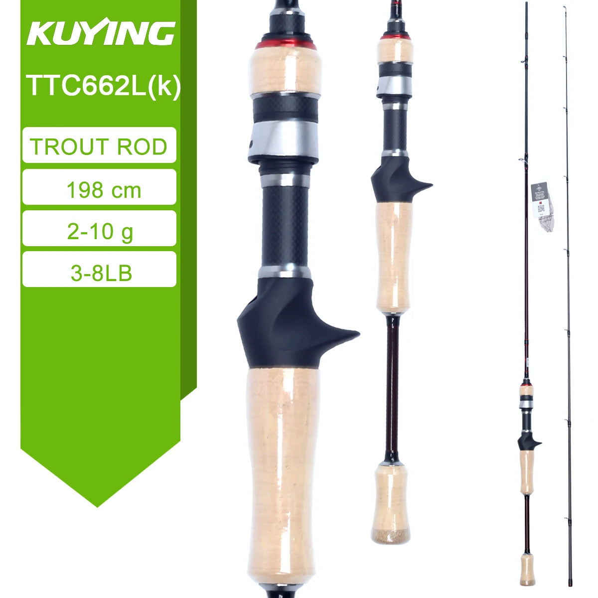 KUYING TETON Carbon Spinning and Casting Fishing Rods for Lures
