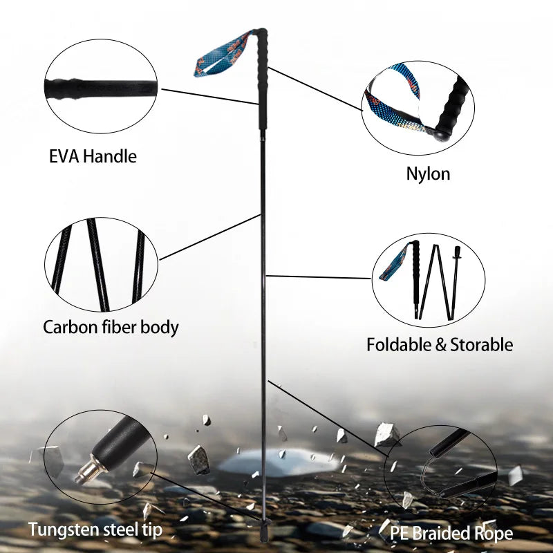 OKHEALING Foldable Carbon Fiber Trekking Poles for Hiking and Walking