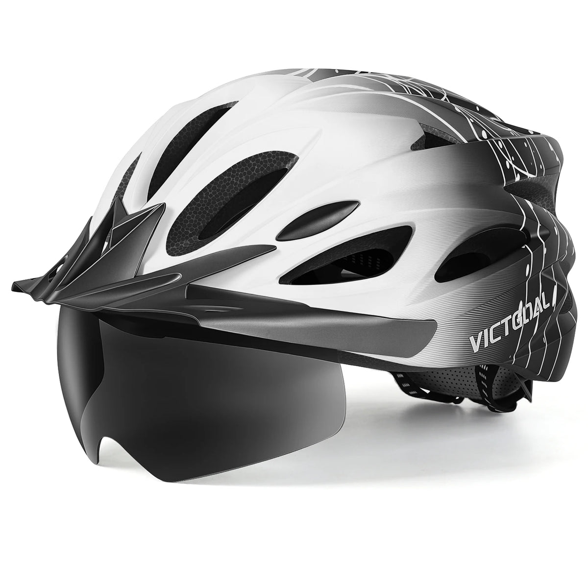 VICTGOAL Cycling Helmet With Magnetic Goggles Visor And LED Light