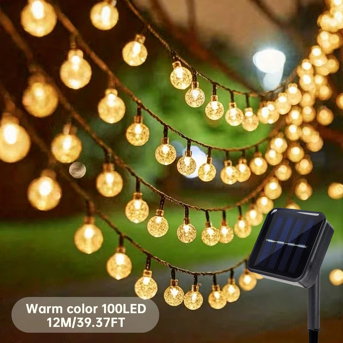Solar Bubble Ball String Lights Eight Modes Indoor Outdoor Decor