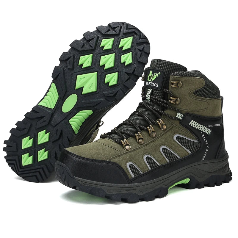 Men's Non Slip Lace Up Outdoor Hiking Ankle Boots and Shoes