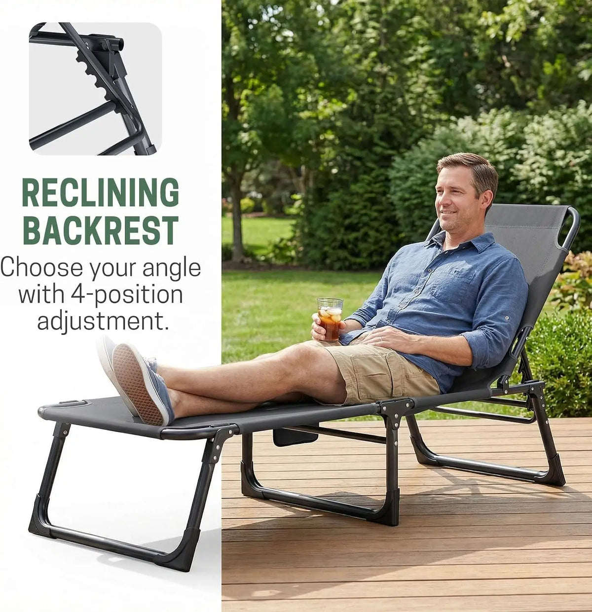 Novilla Camping Cot And Lounge Chair With Pad And Pillow