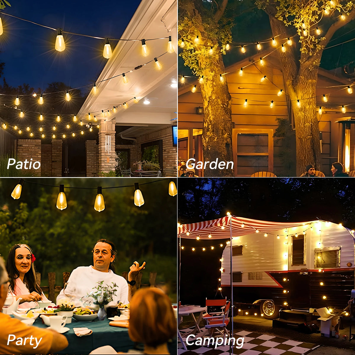 LED Globe String Lights With Warm White Replaceable Bulbs