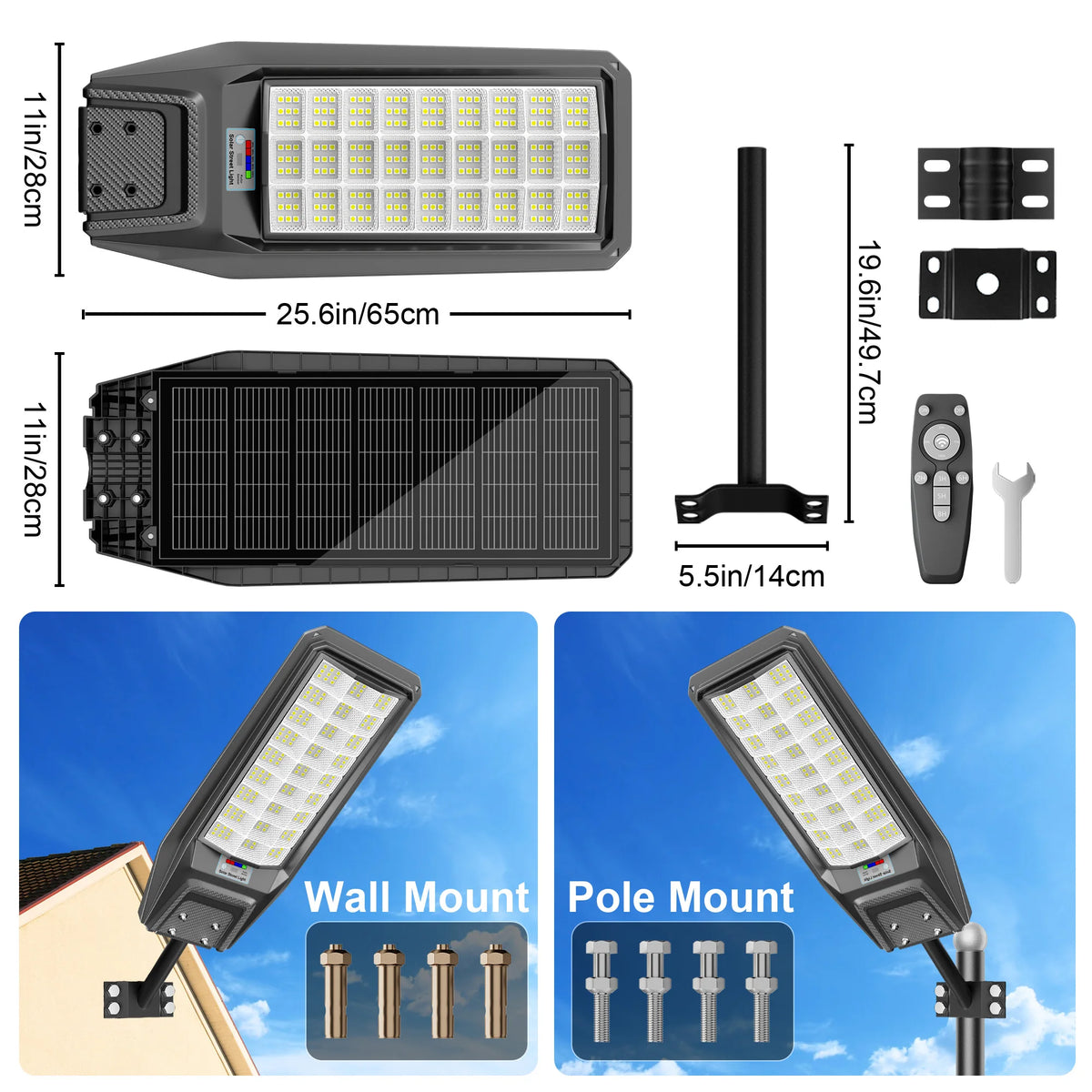Waterproof Solar Security Light With Motion Sensor Remote Control