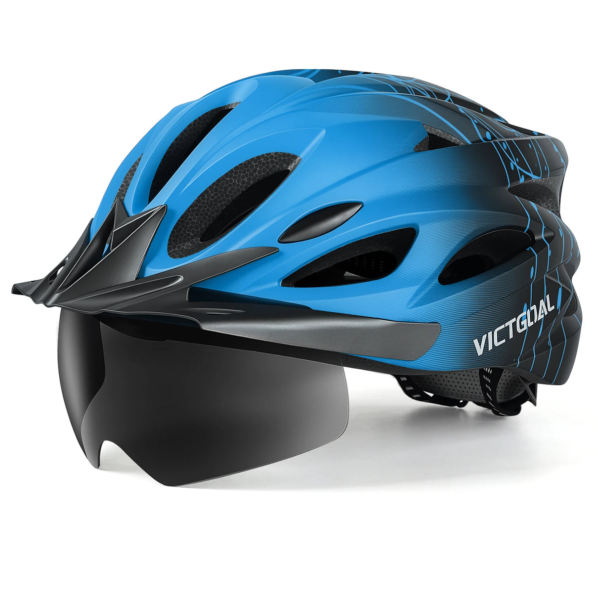 VICTGOAL Cycling Helmet With Magnetic Goggles Visor And LED Light