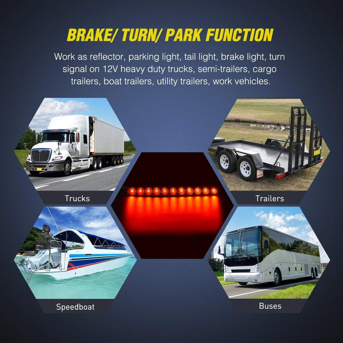 Nilight LED Trailer Light Bar for Stop Turn Brake Signals