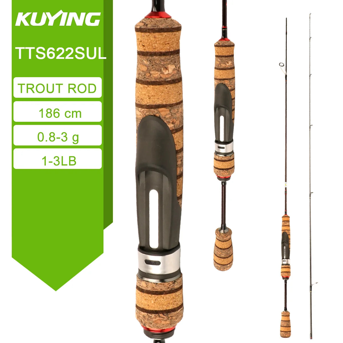 KUYING TETON Carbon Spinning and Casting Fishing Rods for Lures