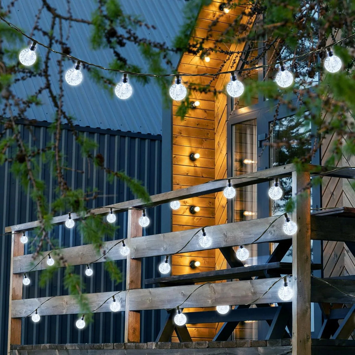 Solar Bubble Ball String Lights Eight Modes Indoor Outdoor Decor