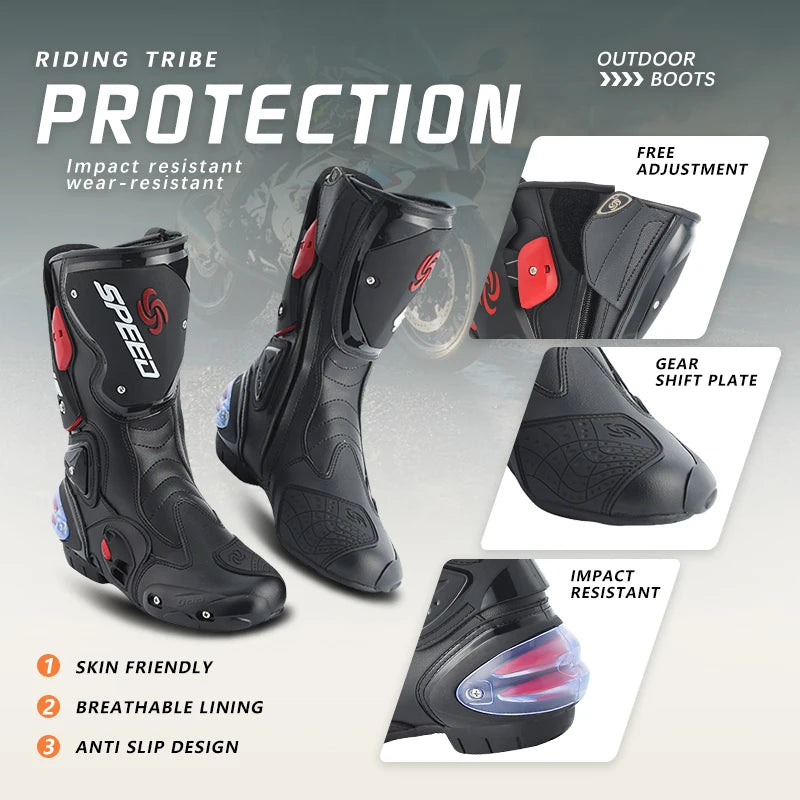 Leather Off Road Motorcycle Riding Boots for Adult Riders