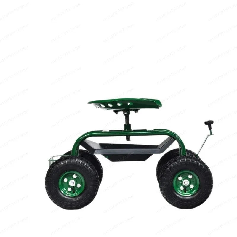 Steerable Mobile Garden Seat With Wheels For Easy Gardening