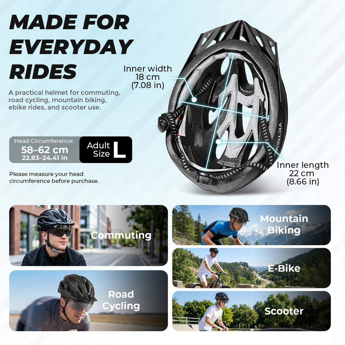 VICTGOAL Cycling Helmet With Magnetic Goggles Visor And LED Light
