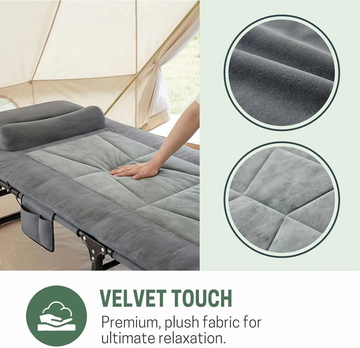 Novilla Camping Cot And Lounge Chair With Pad And Pillow