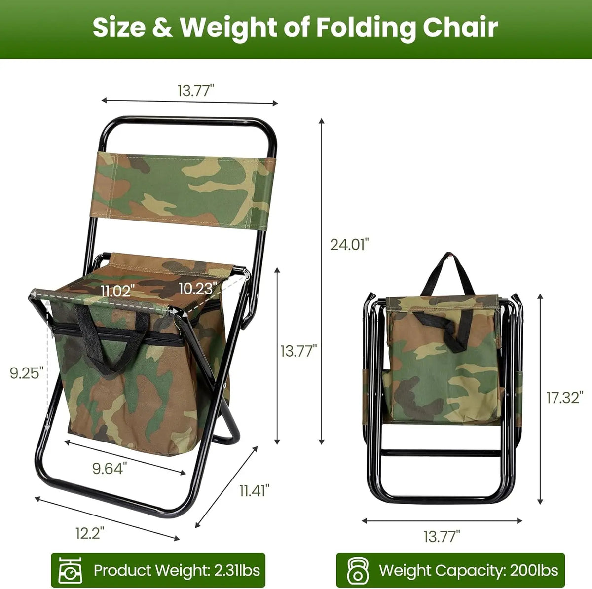 Portable Folding Fishing Chair With Cooler Bag And Backrest