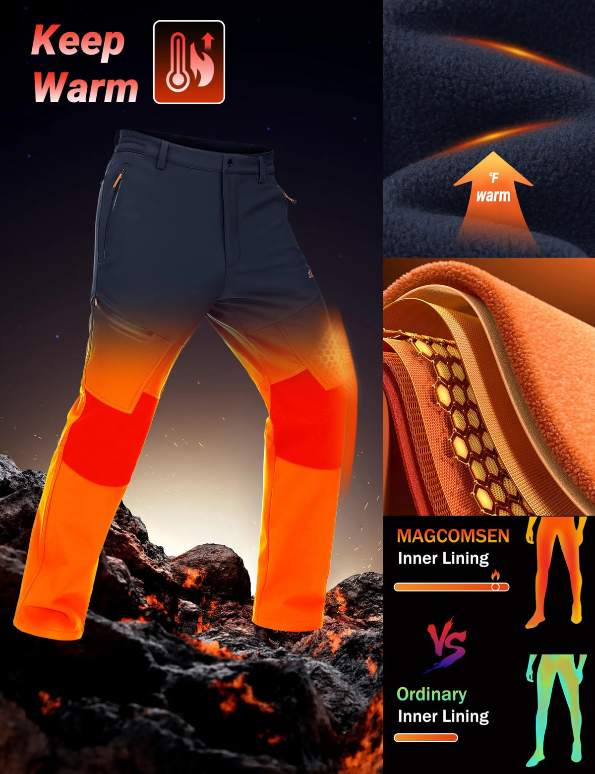 Cavva Men's Waterproof Fleece Lined Snow Ski And Snowboard Pants