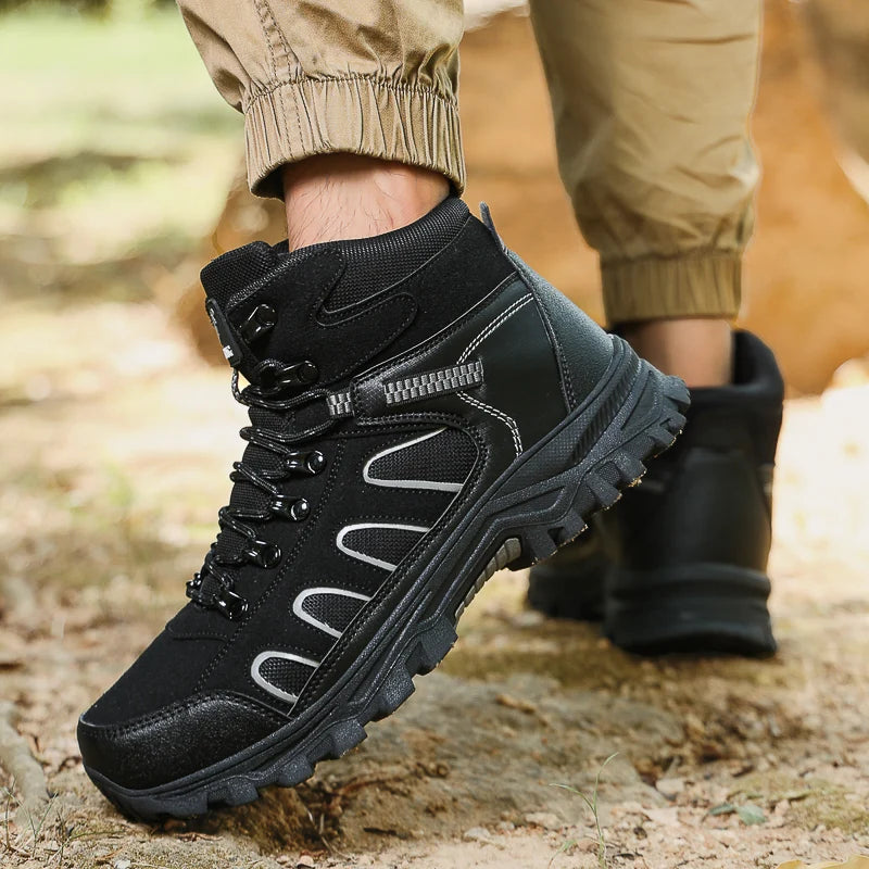 Men's Non Slip Lace Up Outdoor Hiking Ankle Boots and Shoes