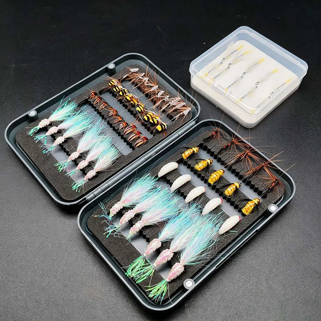 Fly Fishing Flies Assortment With Dry Wet And Nymph Lures