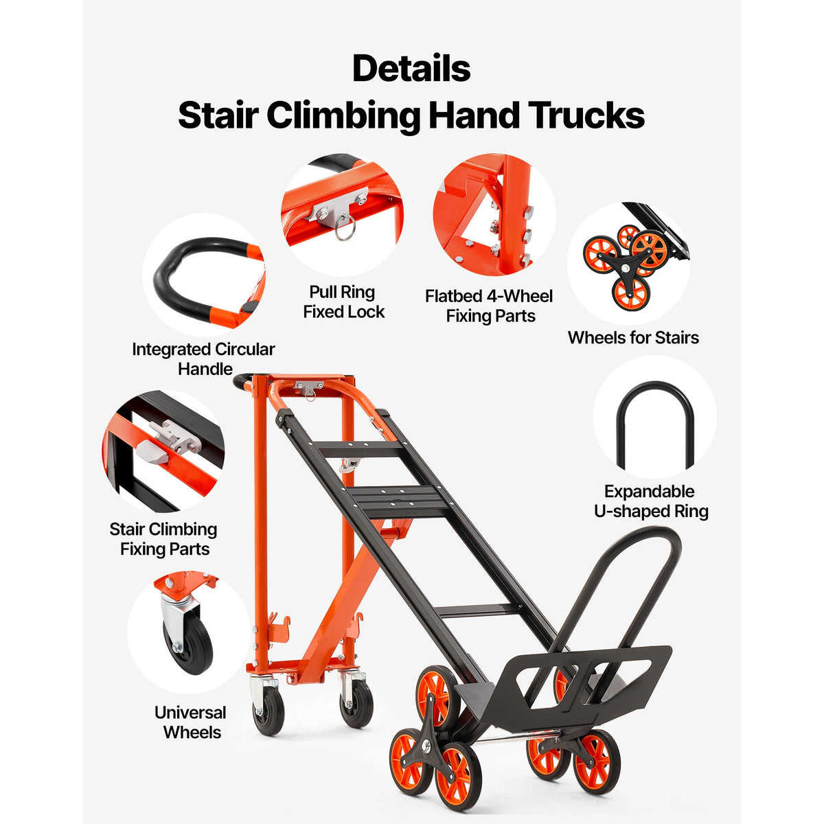 SucceBuy 3 In 1 Convertible Stair Climbing Industrial Utility Cart