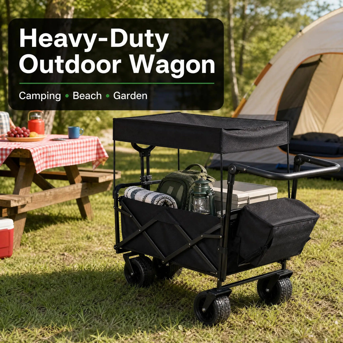 Folding Utility Wagon Cart for Outdoor Garden and Travel