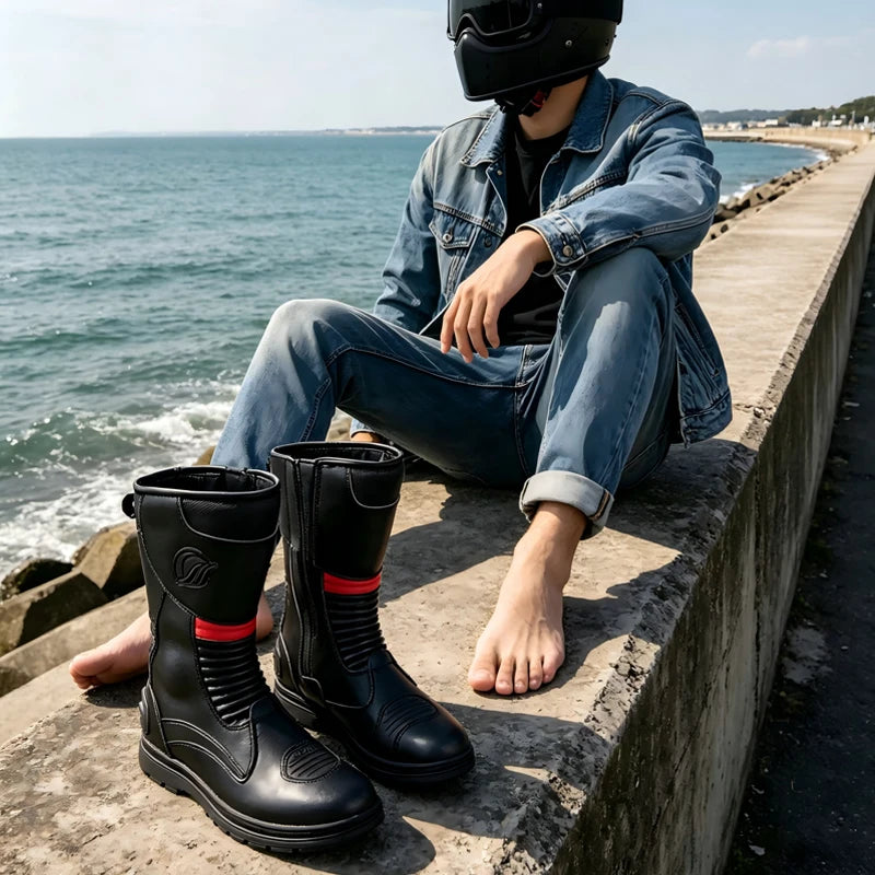 Off Road Motorcycle Riding Boots With Protective Rubber Soles