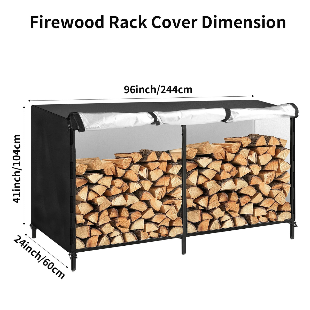 Waterproof Oxford Firewood Rack Cover for Outdoor Log Storage