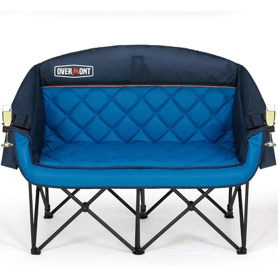 Double Camping Loveseat Chair With Cooling Bag For Outdoor Comfort