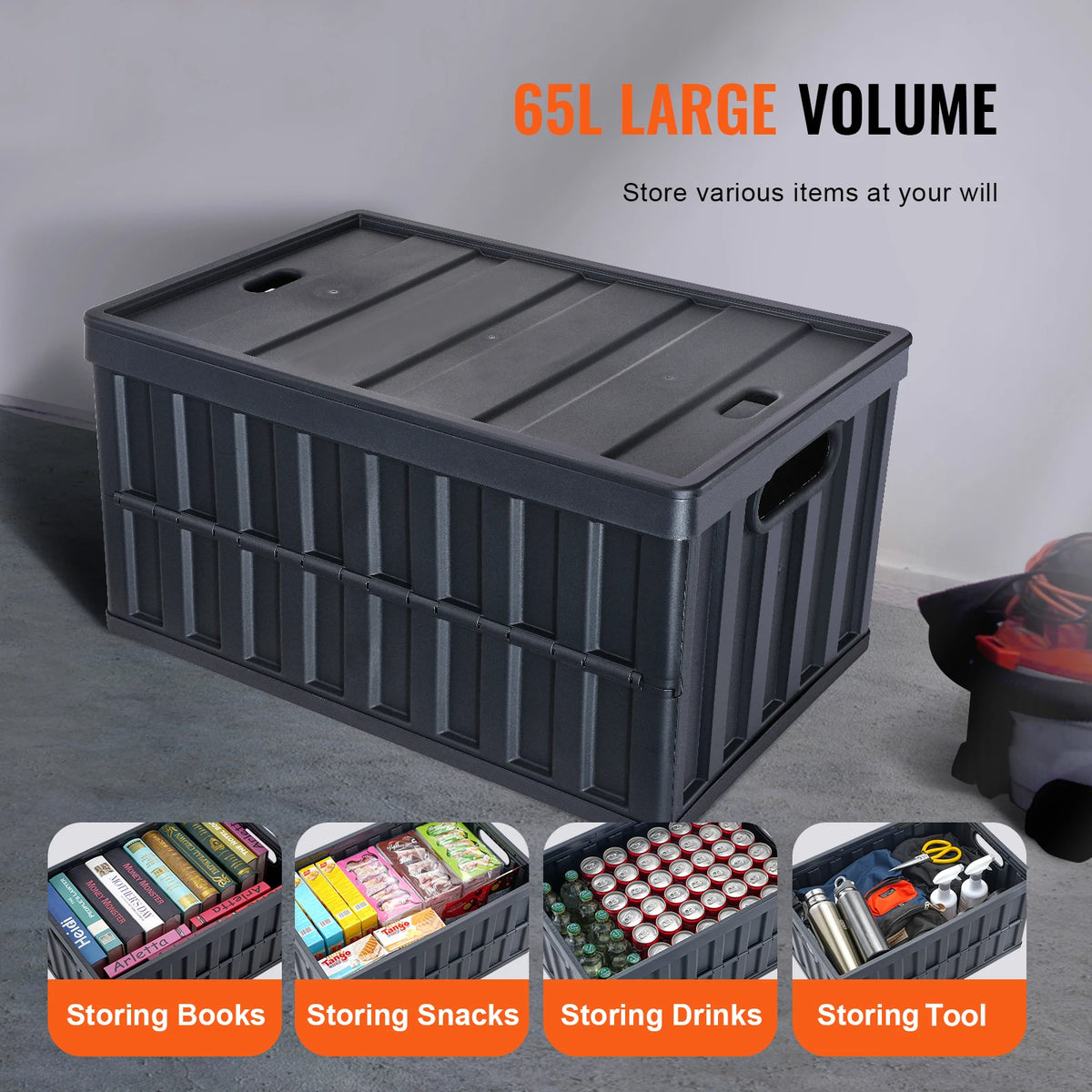 SucceBuy Set of Three Collapsible Stackable Storage Bins With Lids