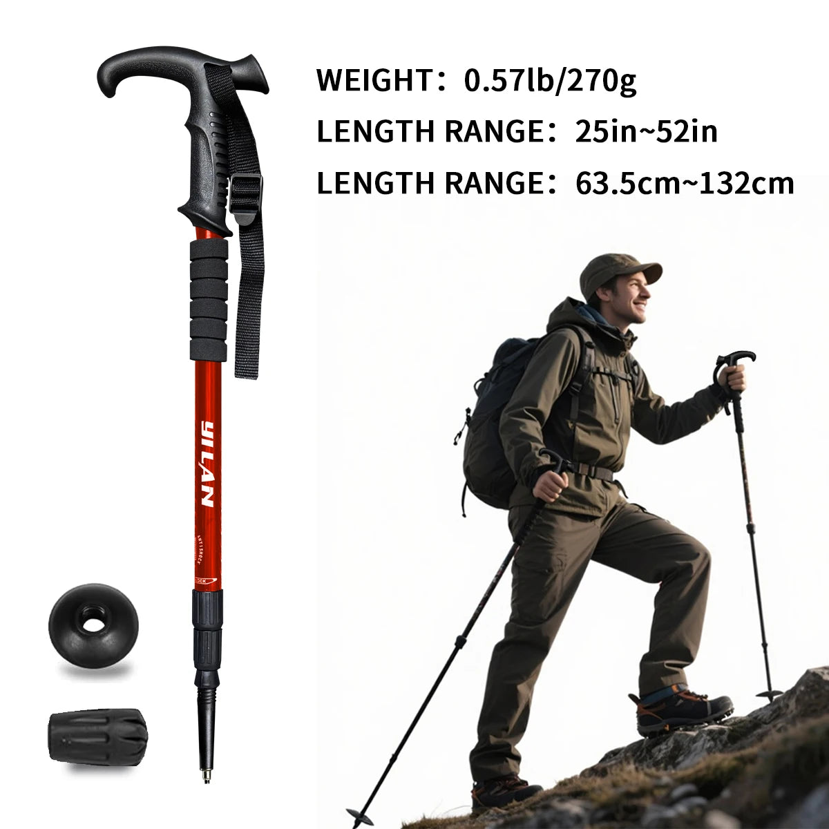 Ultralight Aluminum Hiking Poles With Shock Absorption And Fast Locking