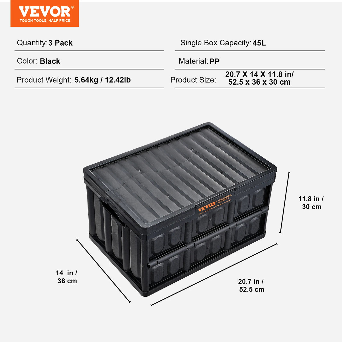 SucceBuy Set of Three Collapsible Stackable Storage Bins With Lids