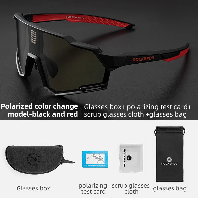 ROCKBROS Polarized Photochromic Cycling Glasses With UV400 Protection
