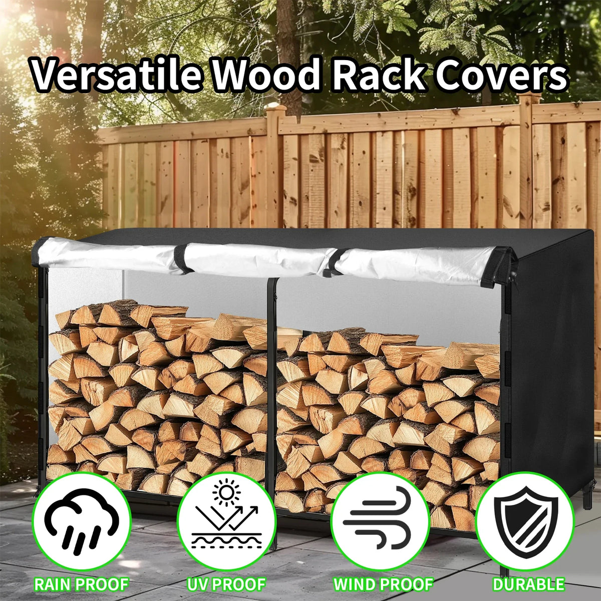Waterproof Oxford Firewood Rack Cover for Outdoor Log Storage