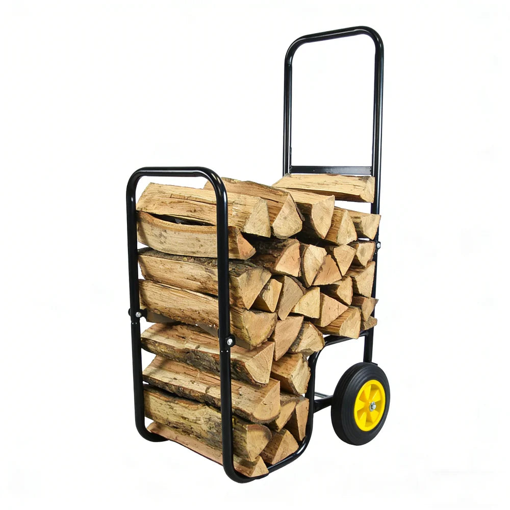 Rolling Firewood Log Cart With Durable Wheels For Easy Moving