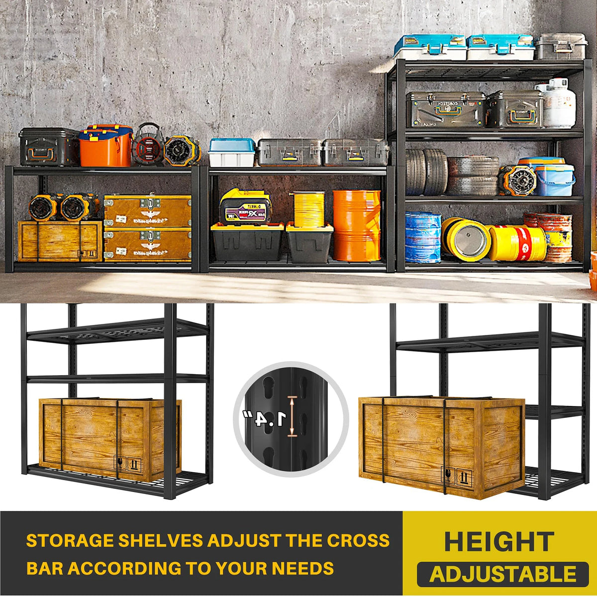Sarenzoon Heavy Duty Four Shelf Metal Garage Storage Rack