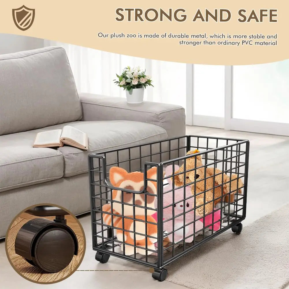 Rolling Metal Mesh Laundry Hamper With Locking Swivel Wheels