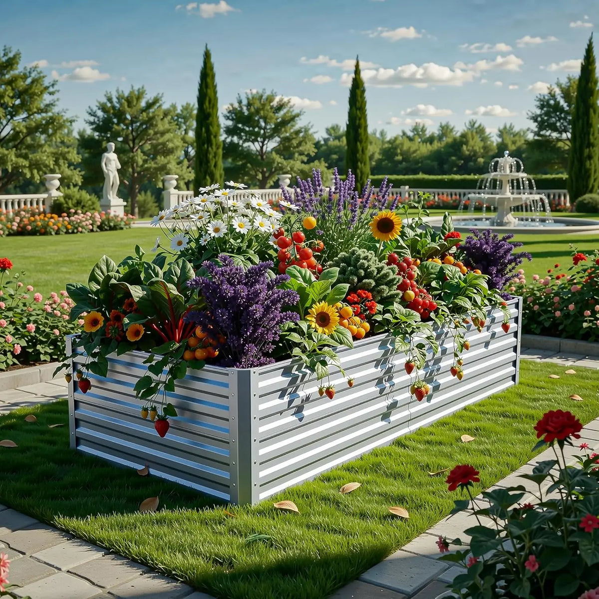 Galvanized Metal Raised Garden Bed Planter Kit for Outdoor Gardening