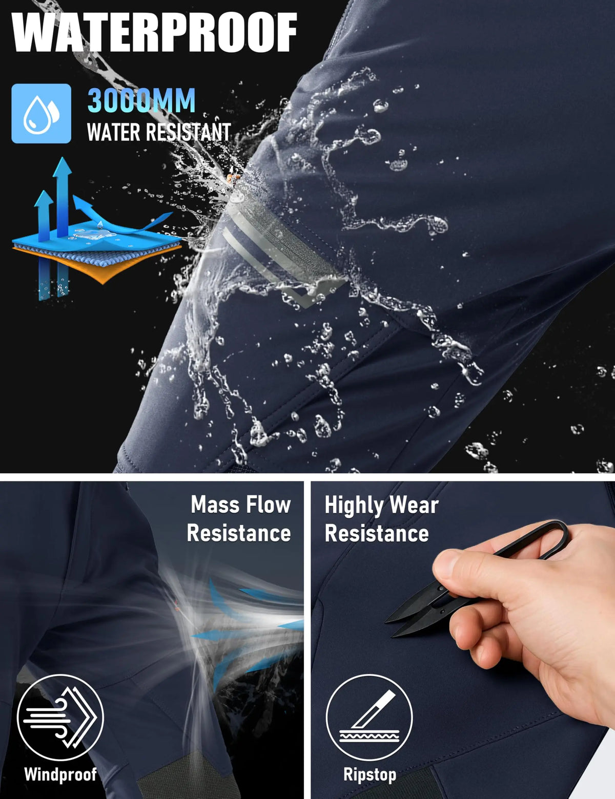 Cavva Men's Waterproof Fleece Lined Snow Ski And Snowboard Pants