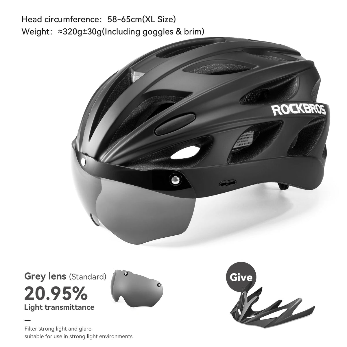 ROCKBROS Integrated Cycling Helmet With Goggles For Road And MTB