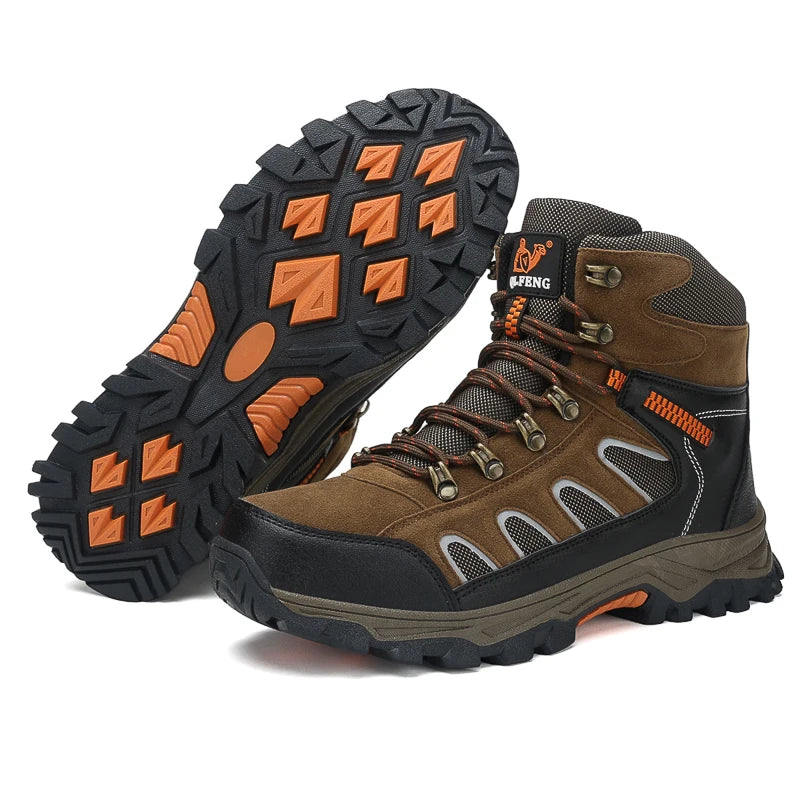 Men's Non Slip Lace Up Outdoor Hiking Ankle Boots and Shoes