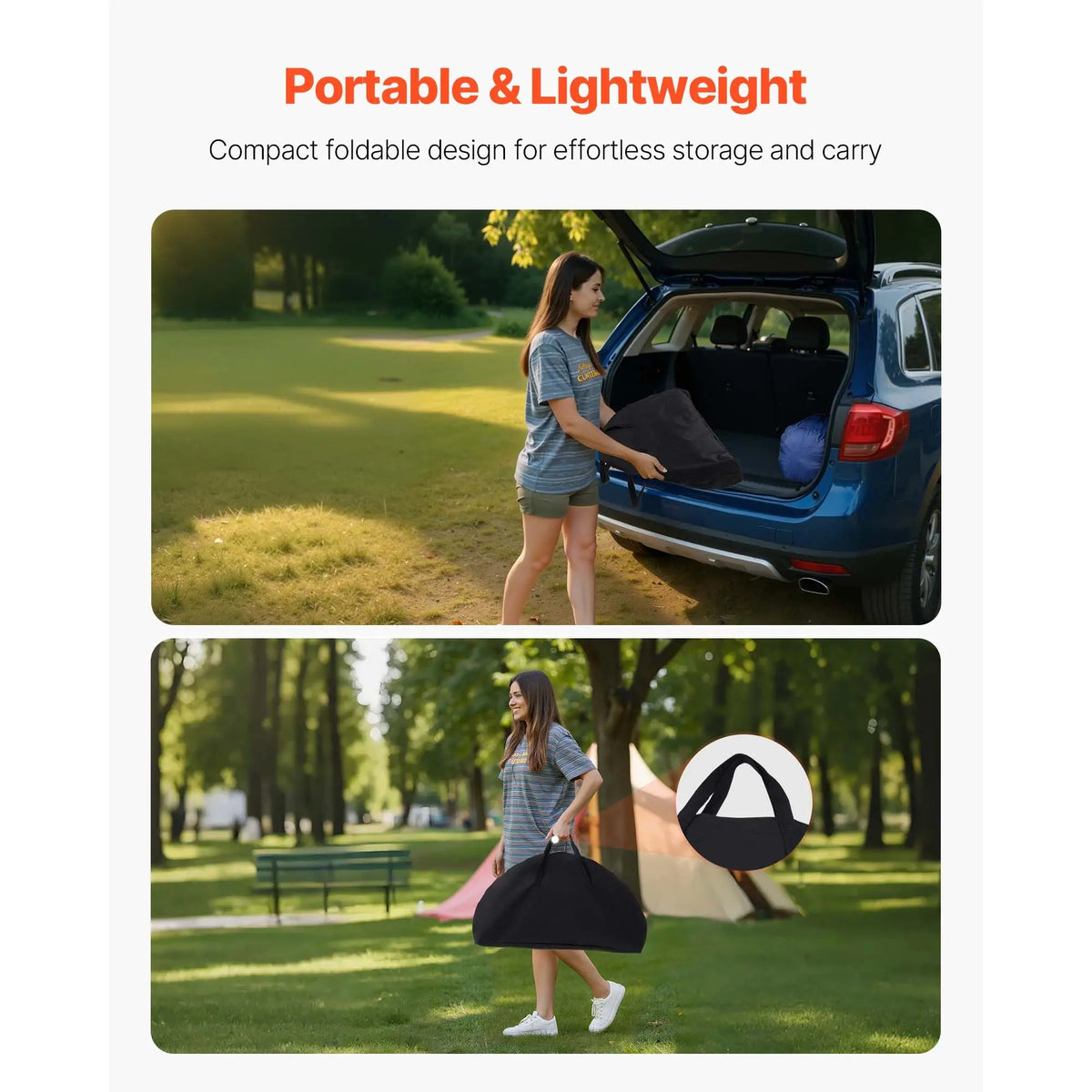 Portable Folding Camping Table With Cup Holders And Carry Bag