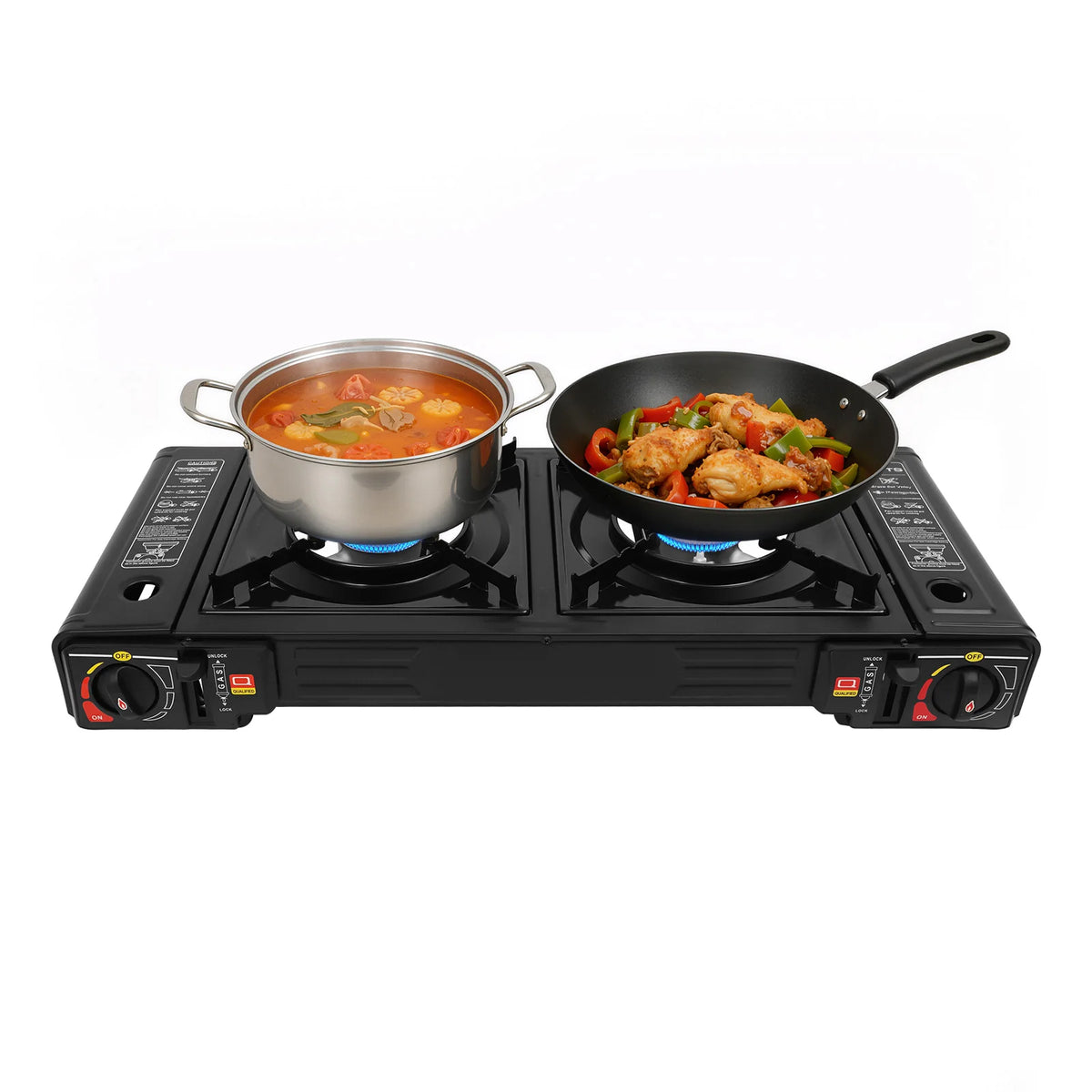 Bymaocar Portable Two Burner Camping Stove With Baking Tray and Case
