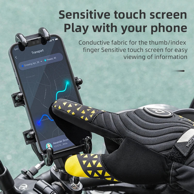 ROCKBROS Thermal Touchscreen Windproof Cycling Gloves With Shockproof Padding