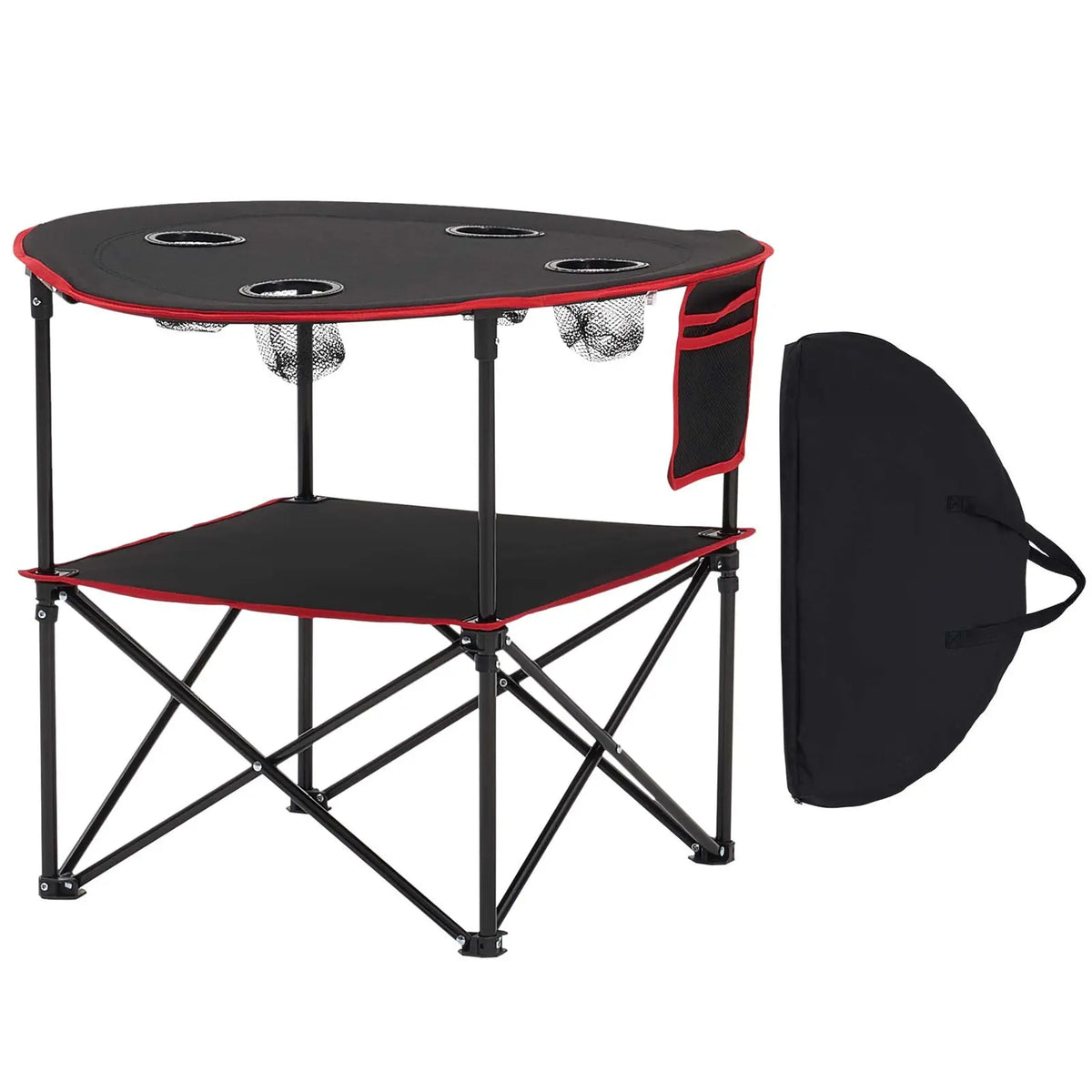 Portable Folding Camping Table With Cup Holders And Carry Bag