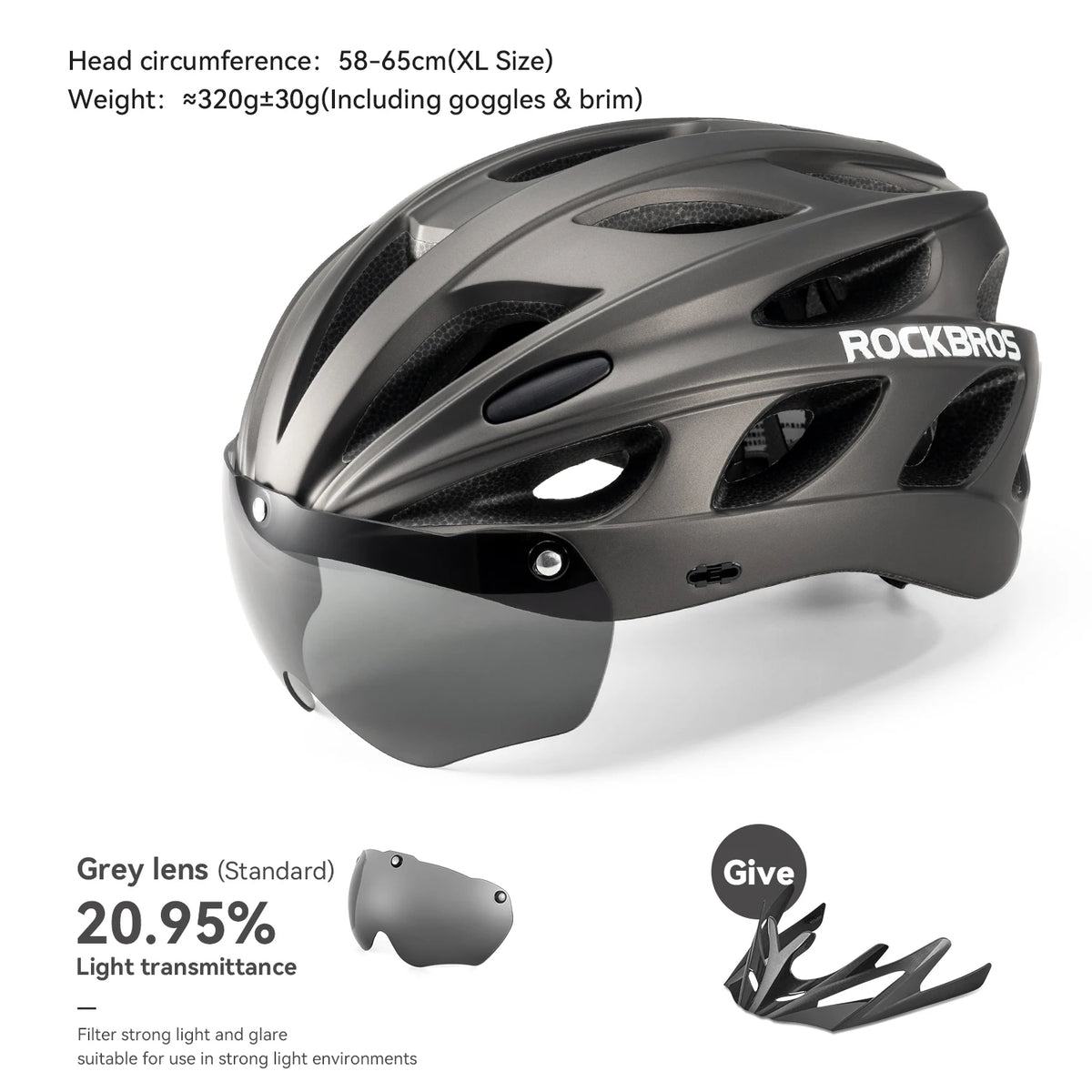 ROCKBROS Integrated Cycling Helmet With Goggles For Road And MTB