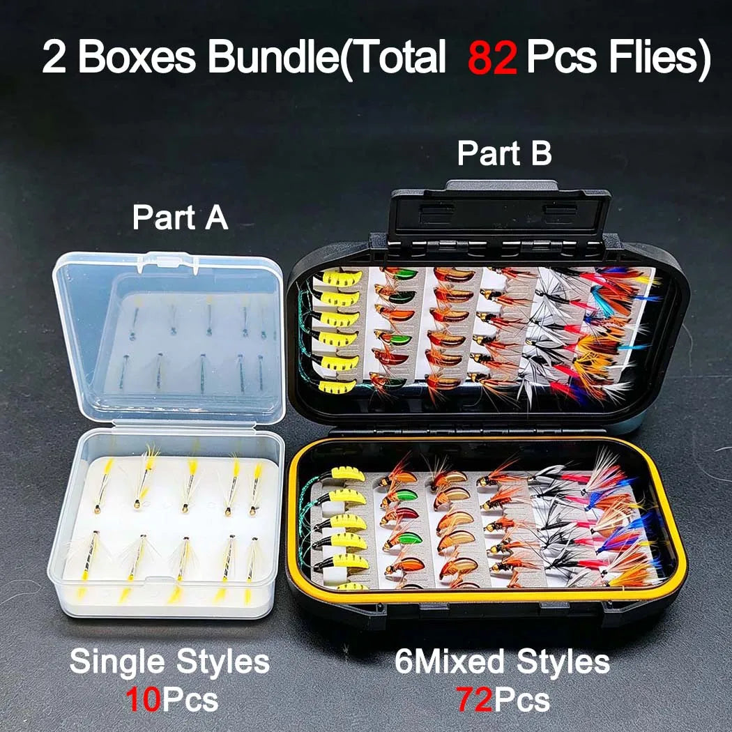 Fly Fishing Flies Kit With Dry Wet Flies and Nymphs