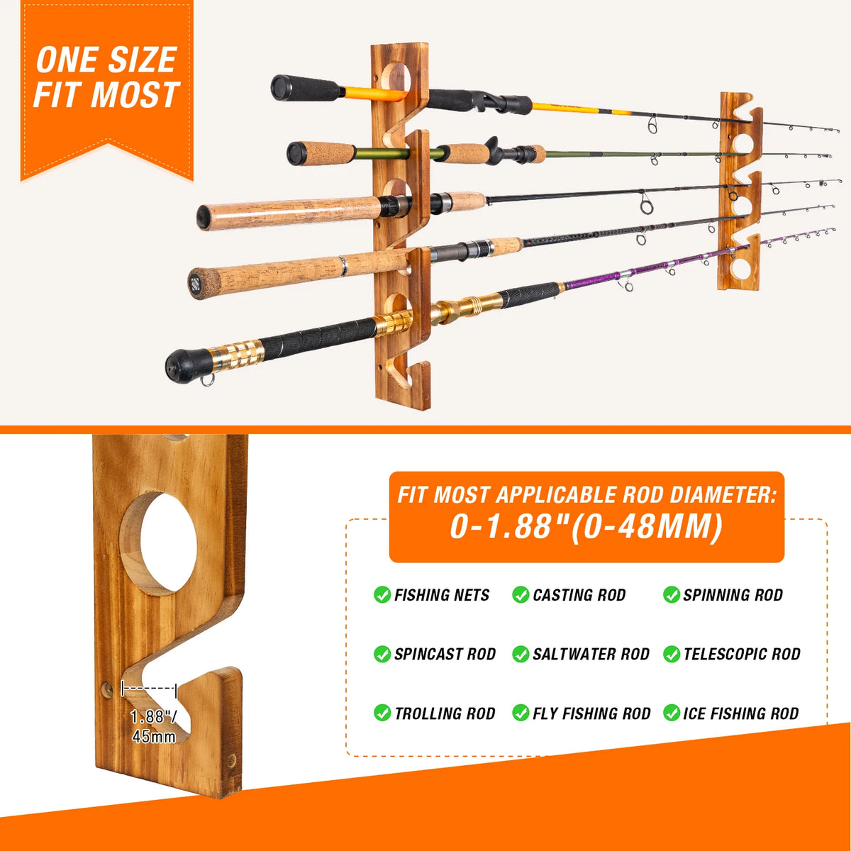 Ghosthorn Fishing Rod Rack Ceiling Mount Storage Organizer