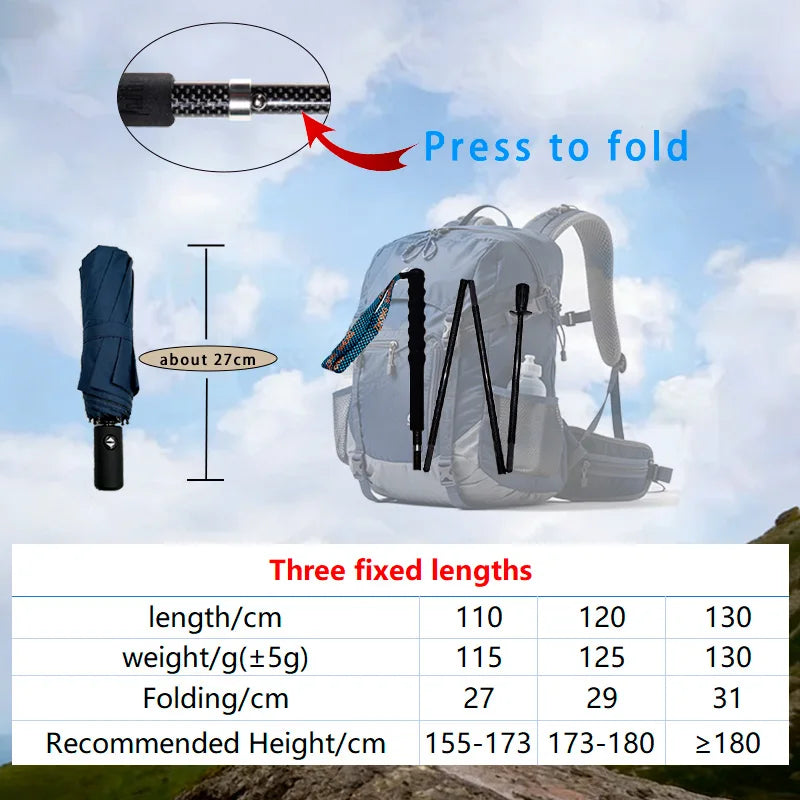 OKHEALING Foldable Carbon Fiber Trekking Poles for Hiking and Walking